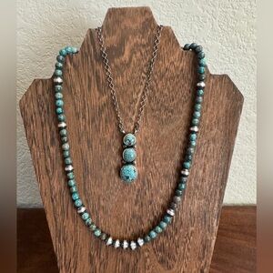 Turquoise Pendant Necklace and Bead/Pearl Set